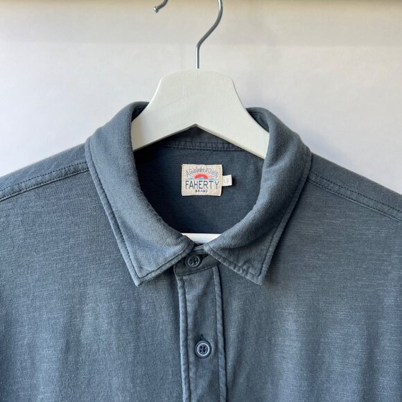 Faherty Men knit season shirt, Gray/blue, Size L - Picture 6 of 12
